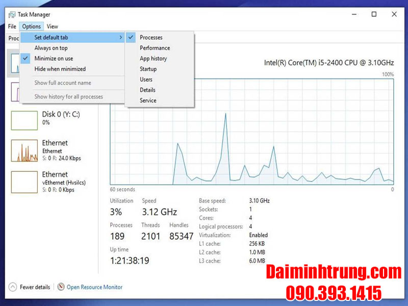 su dung task manager cpu cho laptop